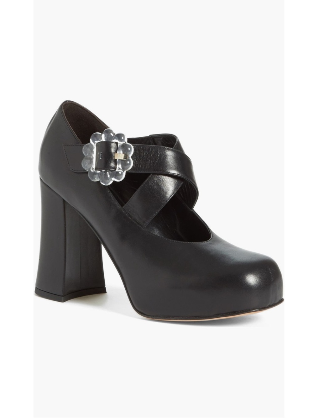 Simone Rocha Mary Jane Platform  Pumps in Black Leather 38 MSRP $900+